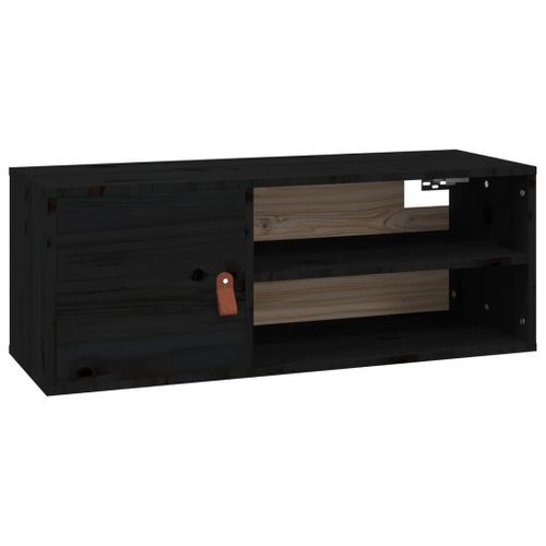 Armoire murale Noir 80x30x30 cm Bois de pin massif - Photo n°2; ?>