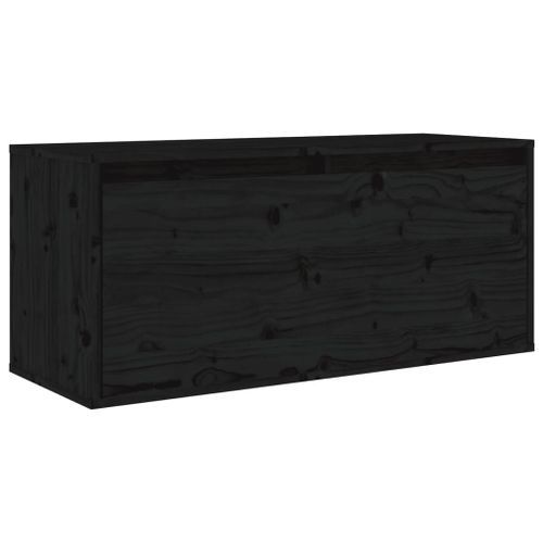 Armoire murale Noir 80x30x35 cm Bois de pin massif - Photo n°2; ?>