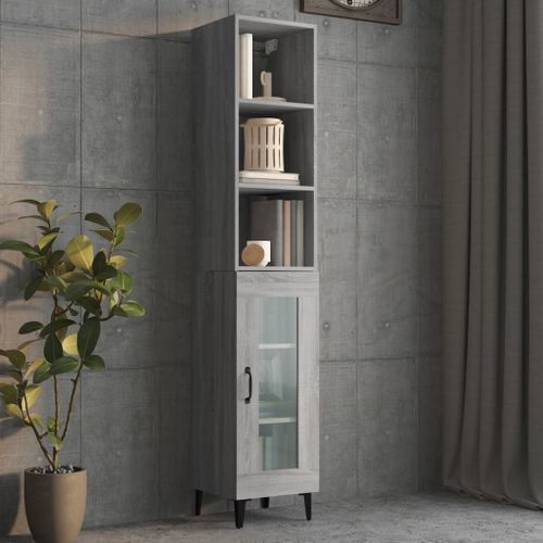 Armoire murale sonoma gris 34,5x32,5x90 cm bois d'ingénierie - Photo n°3; ?>