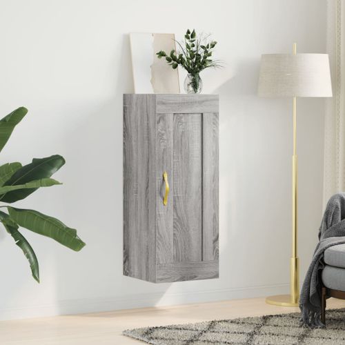 Armoire murale sonoma gris 34,5x34x90 cm bois d'ingénierie - Photo n°2; ?>