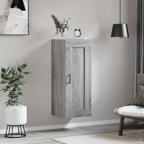 Armoire murale sonoma gris 34,5x34x90 cm bois d'ingénierie - Photo n°3; ?>