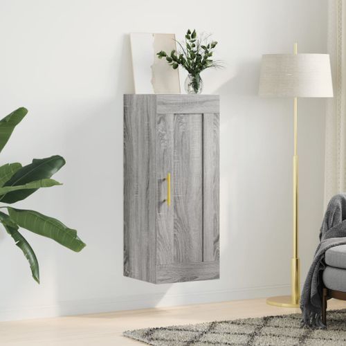 Armoire murale sonoma gris 34,5x34x90 cm bois d'ingénierie - Photo n°3; ?>