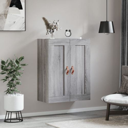 Armoire murale sonoma gris 69,5x34x90 cm bois d'ingénierie - Photo n°3; ?>