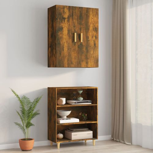 Armoire murale suspendue Chêne fumé 69,5x34x90 cm - Photo n°3; ?>