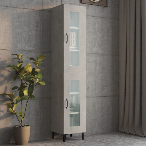 Armoire murale suspendue Gris béton 34,5x34x90 cm - Photo n°3; ?>