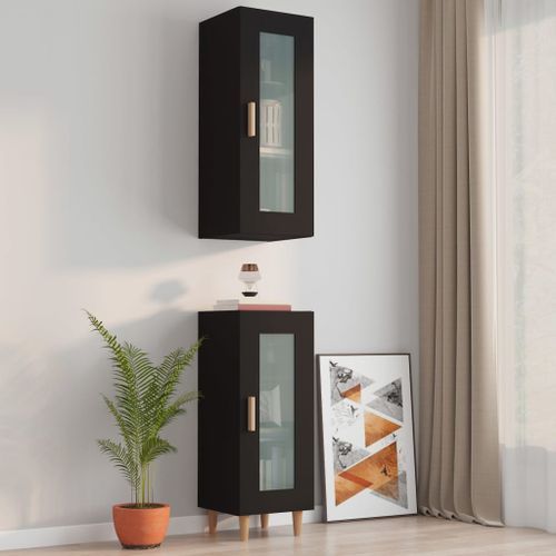 Armoire murale suspendue Noir 34,5x34x90 cm - Photo n°2; ?>