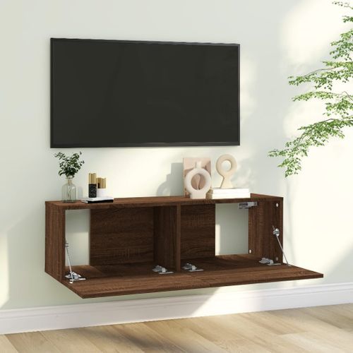 Armoire murale TV Chêne marron 100x30x30 cm Bois d'ingénierie - Photo n°3; ?>