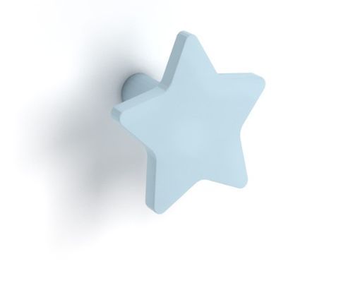 Armoire penderie blanc avec miroir et pieds bois clair et patère étoile bleu - Photo n°2; ?>