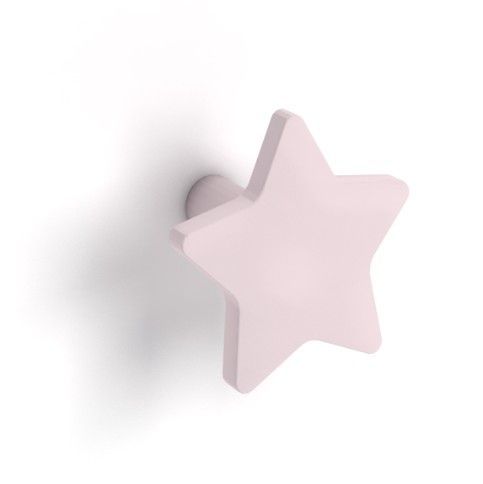 Armoire penderie bois clair avec miroir et pieds blanc et patère étoile rose - Photo n°2; ?>