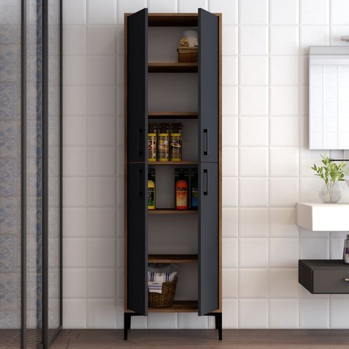 Armoire polyvalente bois noyer et anthracite Kliko 60 cm - Photo n°2; ?>