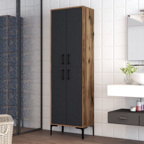 Armoire polyvalente bois noyer et anthracite Kliko 60 cm - Photo n°3; ?>