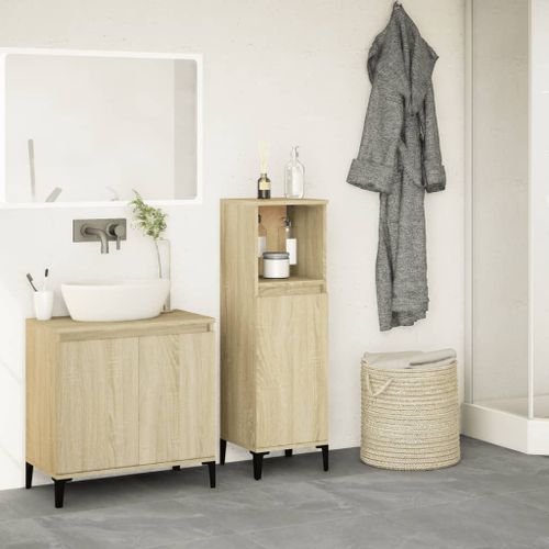 Armoire salle de bain chêne sonoma 30x30x100 cm - Photo n°3; ?>