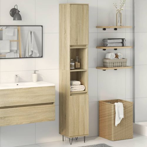 Armoire salle de bain chêne sonoma 30x30x190 cm - Photo n°3; ?>