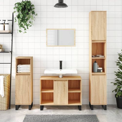 Armoire salle de bain chêne sonoma 80x33x60cm bois d'ingénierie - Photo n°2; ?>