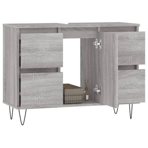 Armoire salle de bain sonoma gris 80x33x60 cm bois d'ingénierie - Photo n°3; ?>