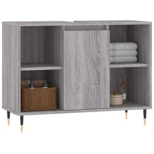 Armoire salle de bain sonoma gris 80x33x60 cm bois d'ingénierie - Photo n°3; ?>