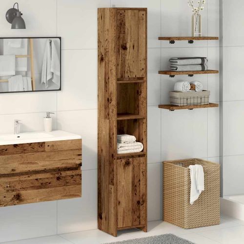 Armoire salle de bain vieux bois 30x30x183,5 cm bois ingénierie - Photo n°3; ?>