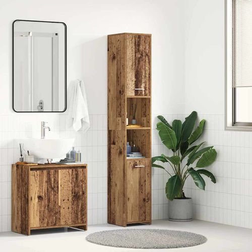 Armoire salle de bain vieux bois 30x30x183,5 cm bois ingénierie - Photo n°3; ?>