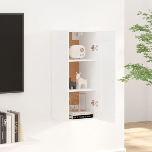 Armoire suspendue Blanc 35x34x90 cm Bois d'ingénierie - Photo n°3; ?>