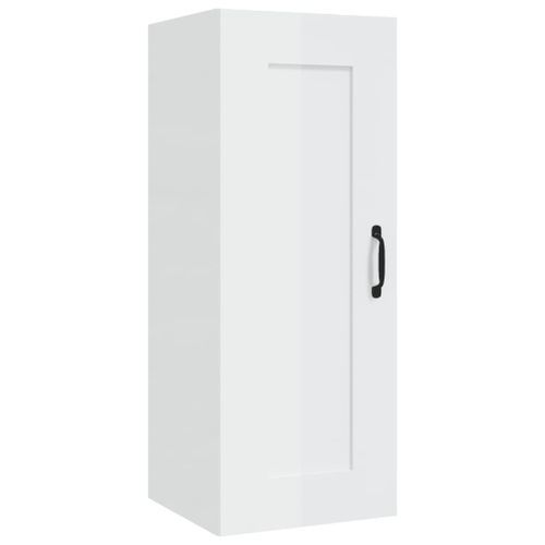 Armoire suspendue Blanc brillant 35x34x90 cm Bois d'ingénierie - Photo n°2; ?>