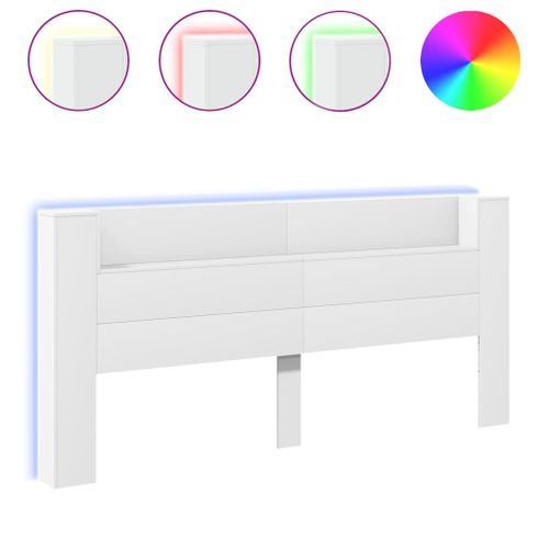 Armoire tête de lit avec LED blanc 220x16,5x103,5 cm - Photo n°2; ?>