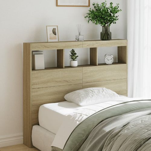 Armoire tête de lit avec LED chêne sonoma 120x17x102 cm - Photo n°3; ?>