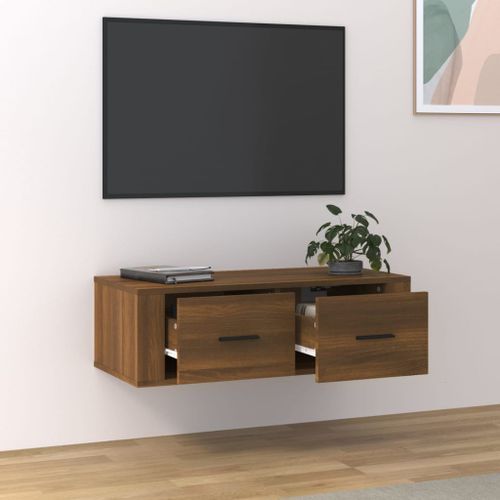 Armoire TV suspendue Chêne marron 80x36x25 cm Bois d'ingénierie - Photo n°3; ?>