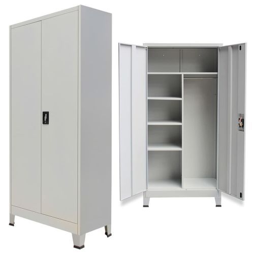 Armoire verrouillable avec 2 portes Acier 90 x 40 x 180 cm Gris - Photo n°2; ?>