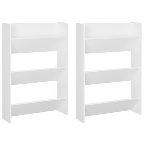 Armoires à chaussures murales 2 pcs Blanc 60x18x90 cm - Photo n°2; ?>