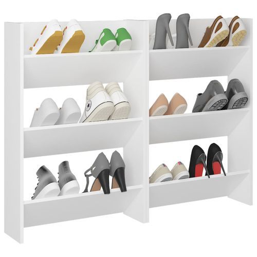Armoires à chaussures murales 2 pcs Blanc 60x18x90 cm - Photo n°3; ?>