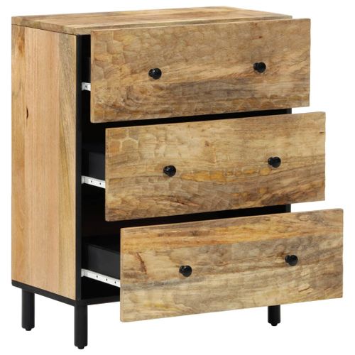 Armoires latérales 2pcs noir 60x33x75cm bois massif de manguier - Photo n°2; ?>