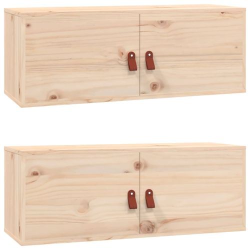 Armoires murales 2 pcs 80x30x30 cm Bois de pin massif - Photo n°2; ?>