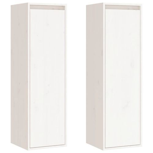 Armoires murales 2 pcs Blanc 30x30x100 cm Bois de pin massif - Photo n°2; ?>