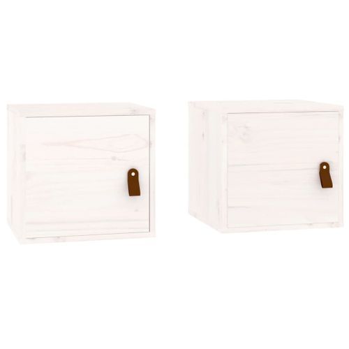 Armoires murales 2 pcs Blanc 31,5x30x30 cm Bois de pin massif - Photo n°2; ?>