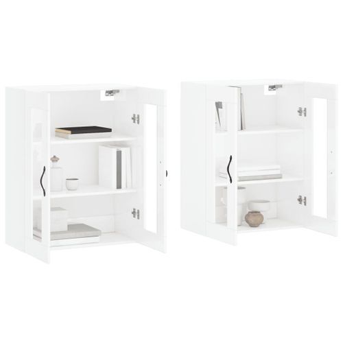 Armoires murales 2 pcs blanc brillant bois d'ingénierie - Photo n°3; ?>