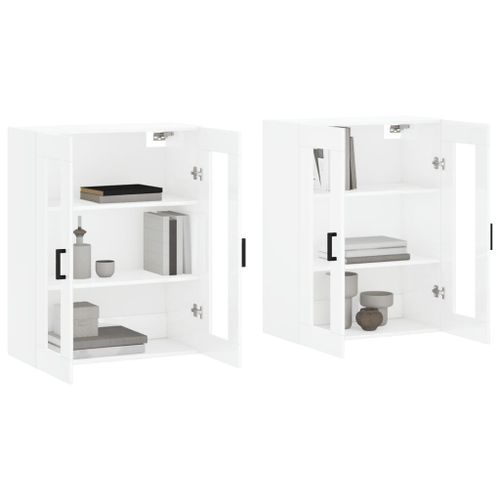 Armoires murales 2 pcs blanc brillant bois d'ingénierie - Photo n°3; ?>