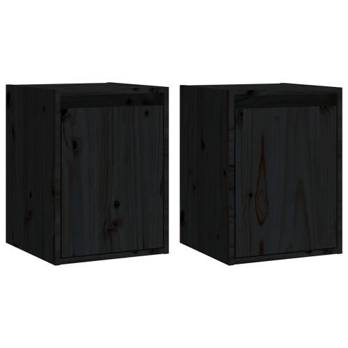 Armoires murales 2 pcs Noir 30x30x40 cm Bois de pin massif - Photo n°2; ?>