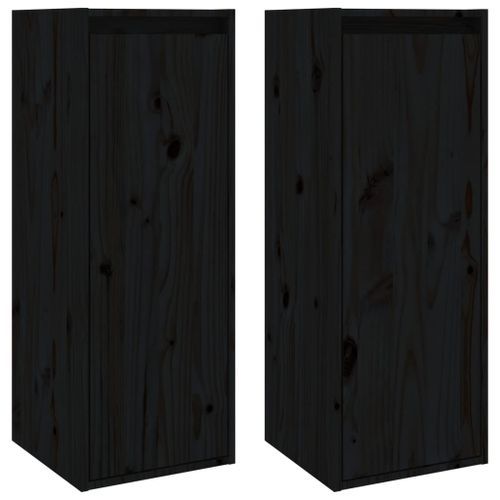 Armoires murales 2 pcs Noir 30x30x80 cm Bois de pin massif - Photo n°2; ?>