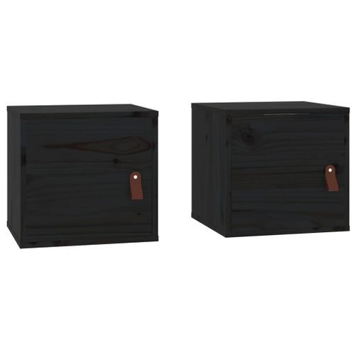 Armoires murales 2 pcs Noir 31,5x30x30 cm Bois de pin massif - Photo n°2; ?>