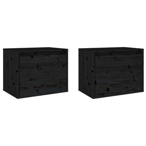 Armoires murales 2 pcs Noir 45x30x35 cm Bois de pin massif - Photo n°2; ?>