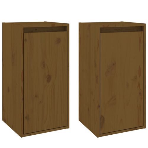 Armoires murales 2pcs Marron miel 30x30x60cm Bois de pin massif - Photo n°2; ?>