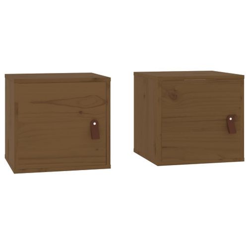 Armoires murales 2pcs Marron miel 31,5x30x30 cm Bois pin massif - Photo n°2; ?>