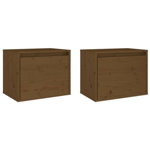 Armoires murales 2pcs Marron miel 45x30x35cm Bois de pin massif - Photo n°2; ?>