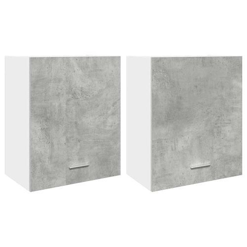 Armoires suspendues 2 pcs Gris béton 50x31x60 cm - Photo n°2; ?>