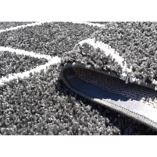 ASMA Tapis de salon Shaggy - Style berbere - 160 x 230 cm - Gris - Motif géométrique - Photo n°3; ?>