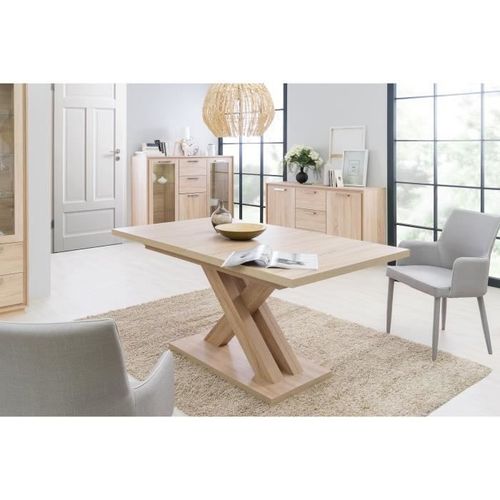 AVANT Table extensible mélaminé style contemporain - Pieds central en croix - L 160 a 200 cm - Photo n°3; ?>