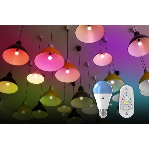 AWOX SMARTKIT Ampoule LED E27 connectée E27 60 W RGB blanc avec télécommande - Photo n°3; ?>