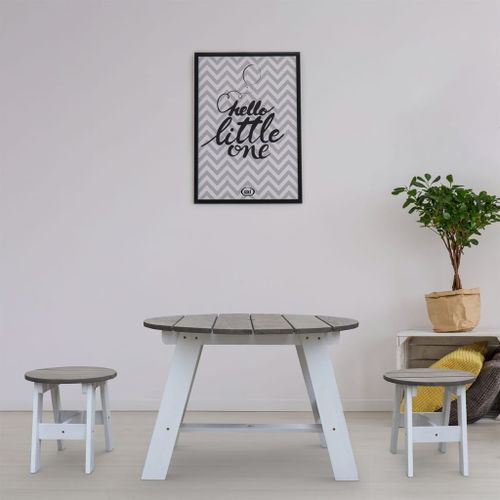 AXI Ensemble de table de pique-nique enfants 3 pcs Gris et blanc - Photo n°2; ?>