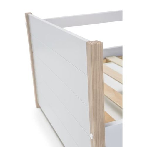 AYORA Lit gigogne en pin massif et MDF - Décor naturel et blanc - 2 x l90 x L190 cm - Photo n°3; ?>