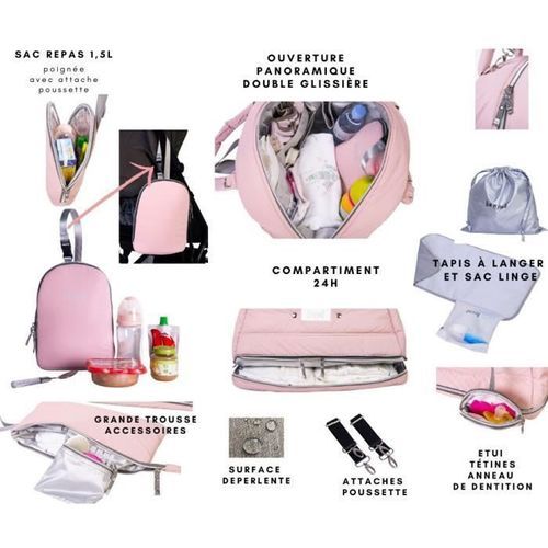 BABY ON BOARD Sac a langer Doudoune Bag Chic Rose - Photo n°2; ?>